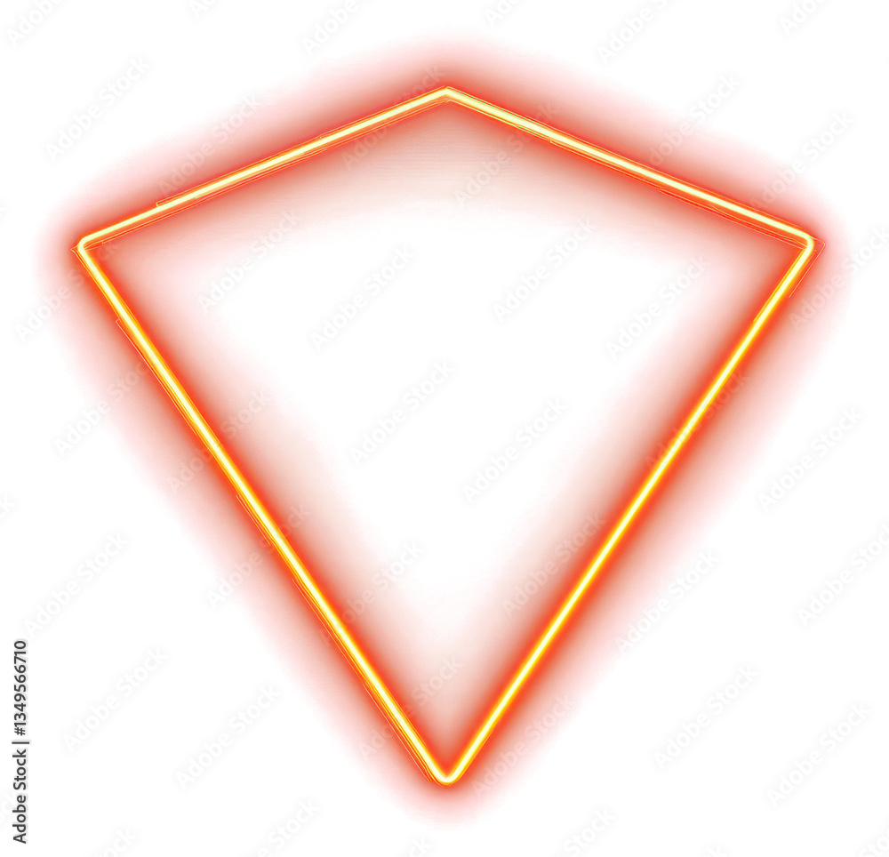 Wall mural png neon triangular frame light background glowing.