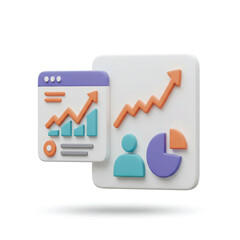 Business Growth Charts Data Analytics Website User Icon 3D Render