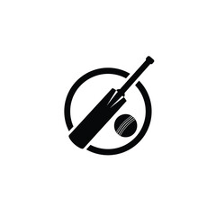 Cricket Bat Silhouette in Black and White
