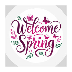 Spring concept vector art. Hello Spring typography illustration