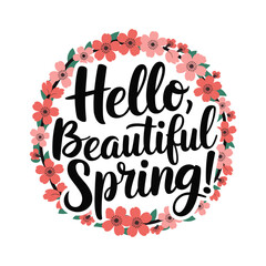 Spring concept vector art. Hello Spring typography illustration