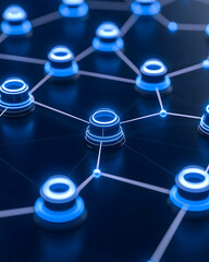 Abstract glowing network nodes interconnected