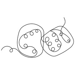 Dice icon   continuous one line drawing of outline vector illustration 