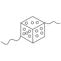 Dice icon   continuous one line drawing of outline vector illustration 