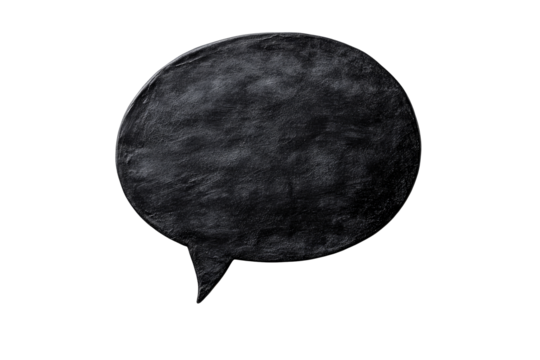 Dark speech bubble with texture for message, cut out transparent