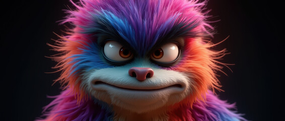 The Joyful Face of a Furry Beast with Vibrant Pinkish-Gray Fur