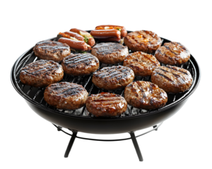 Grilled burgers on a barbecue grill