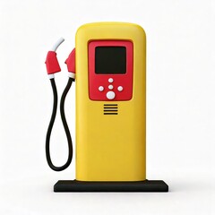 Retro Yellow Gas Pump: Minimalist Digital Display and Red Accents