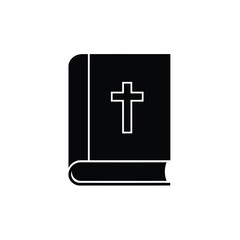 Bible holy book with cross and ribbon flat vector icon
