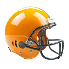 Fototapeta premium Bright Orange Football Helmet with Black Facemask Closeup View