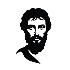 Philosopher Face Head Statue Drawing Illustration