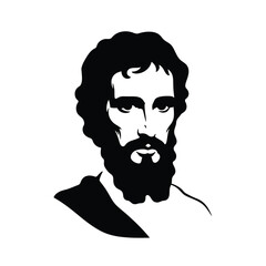 Philosopher Face Head Statue Drawing Illustration