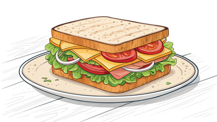 Sandwich Illustration vector design, Sandwich Logo and icon design, Set of Sandwich vector design, Sandwich on table