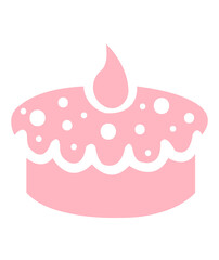 Birthday cake clip art design on plain white transparent isolated background for card, shirt, hoodie, sweatshirt, apparel, tag, mug, icon, poster or badge