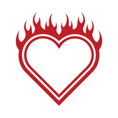 Heart with Flames Vector Design.