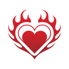 Heart with Flames Vector Design.