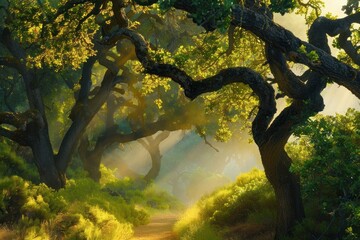 Fototapeta premium Mysterious Forest Path With Enchanting Light
