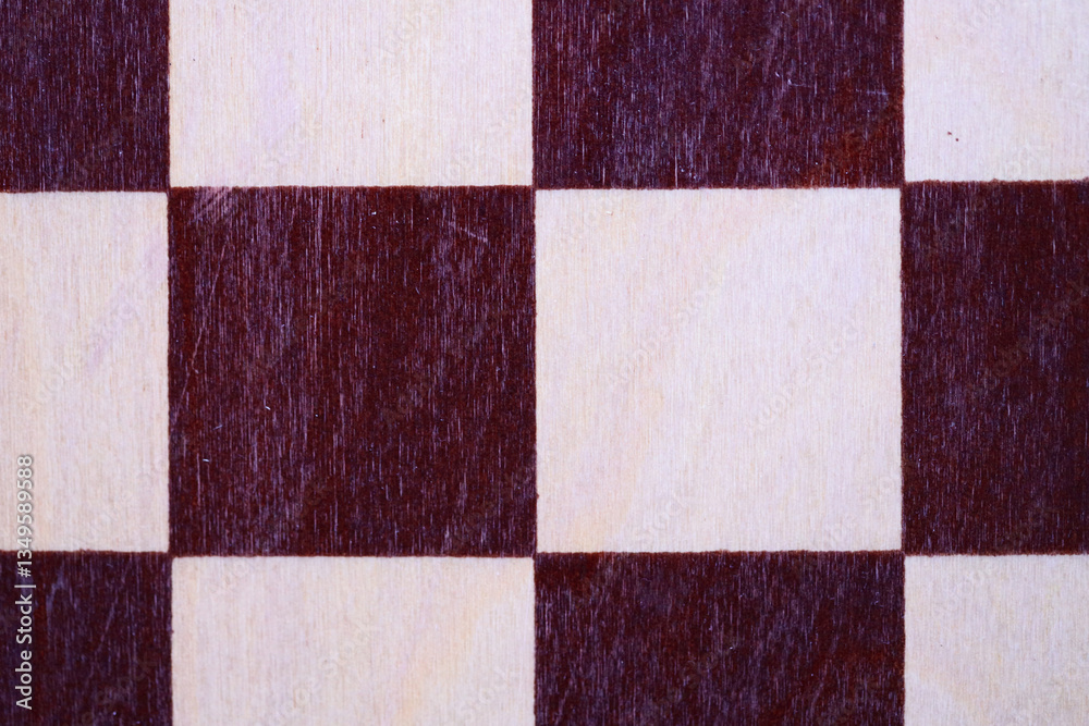 Poster A detailed view of a chessboard featuring a red and white checkered pattern.