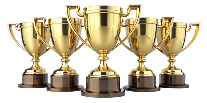 gold trophy cup isolated with transparent background