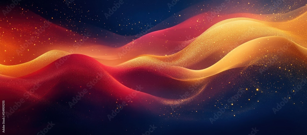 Wall mural abstract gradient background with navy and gold, bright red and yellow, featuring a empty space for 