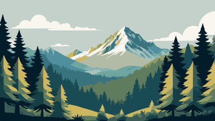 beautiful mountain view with pine trees 2