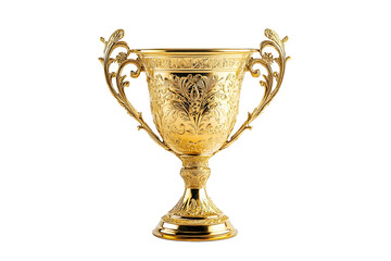 Ornate golden trophy with intricate engravings