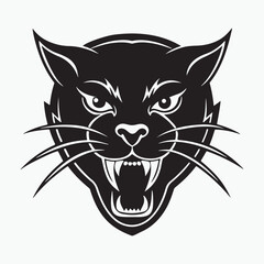 angry wild cat vector design in bold black and white style