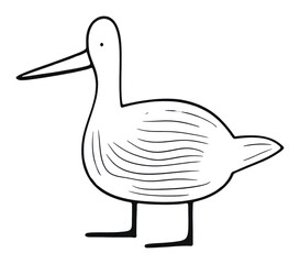 Fototapeta premium Minimal illustration of duck drawing animal sketch.