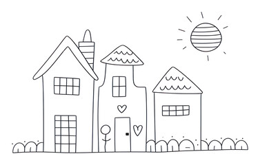 Fototapeta premium PNG Minimal illustration of house drawing sketch doodle.