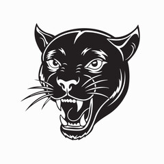 angry wild cat vector design in bold black and white style