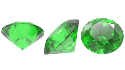 Fototapeta premium 3 sides of green diamonds tranparent background 
