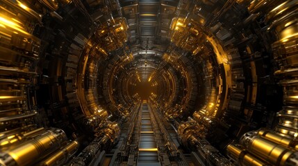 Golden Futuristic Tunnel: A Journey Through Technological Wonder