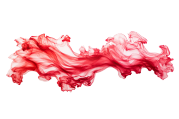 Red smoke design element on black background, cut out transparent