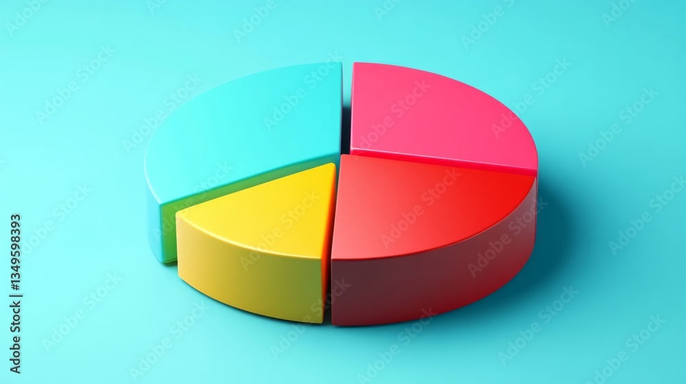 Poster A creative D pie chart with animated effects, displaying vibrant colors and smooth transitions between segments, emphasizing the dynamic nature of financial analysis.