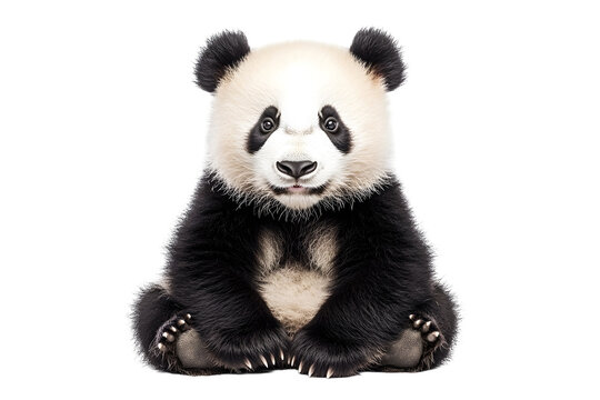 Serene studio portrait of a fluffy panda bear