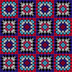  Pattern with crochet granny square wallpaper handmade decorative art design print
