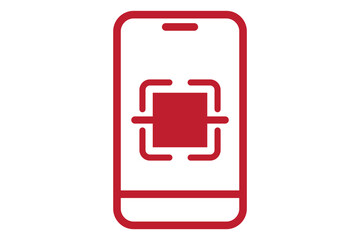 QR code icon. Mobile phone scanning qr-code vector illustration.  phone with scanner symbol isolated.