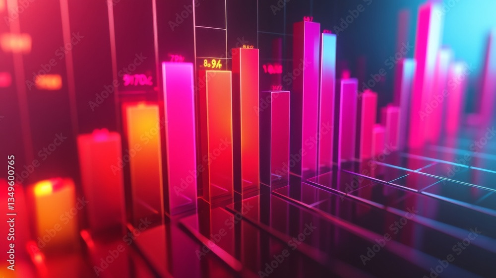 Aufkleber a high-contrast d bar chart illustrating revenue growth, with sharp edges and a glossy finish, drawi