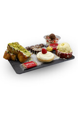 Delicious assortment of sweet desserts on a platter.