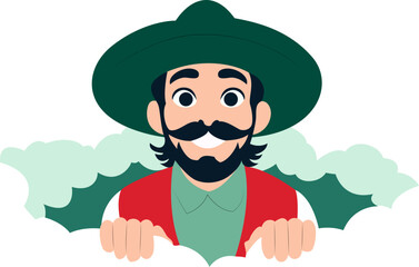 Happy Farmer Peeking Cartoon