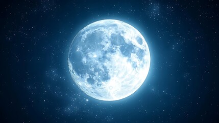 The Illuminated Full Moon Surrounded By Numerous Tiny Stars