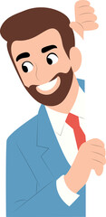Smiling Businessman Peeking