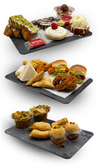 Assortment of Delicious Desserts, Savory Appetizers, and Snack Platters