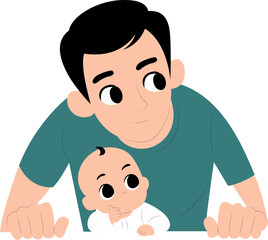Father Baby Bonding Cartoon