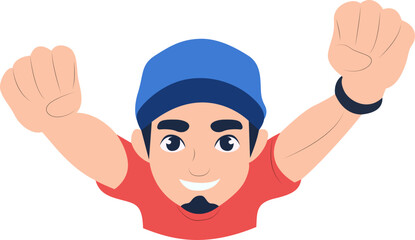 Happy Man Skydiving Cartoon