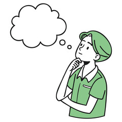 Thinking Person with Thought Bubble - Creative Idea Vector Illustration