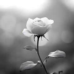 Elegant Monochrome Rose Bloom in Soft Light