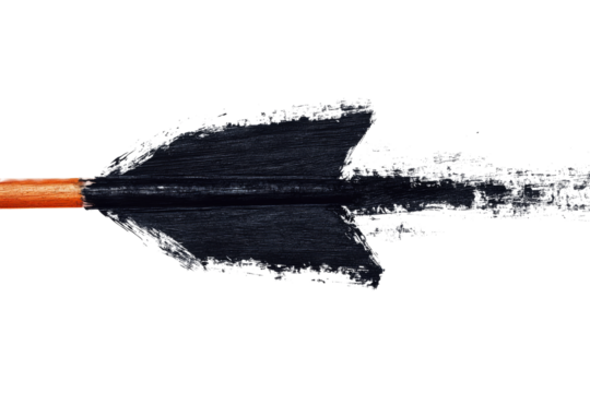 Wooden arrow with a trail, directional guide, cut out transparent