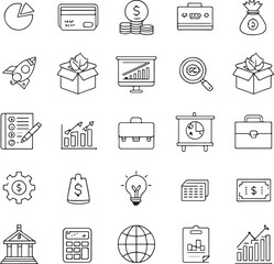 Mega Business Finance Ecommerce Icon Set - Trendy Line Style Vector Collection