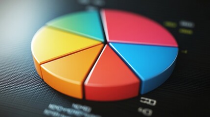 Fototapeta premium A sophisticated D pie chart with segmented pieces reflecting light, showcasing comparative financial data in a visually striking and informative format.